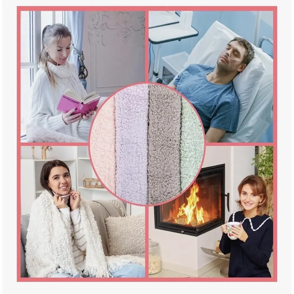 4-pk Non Slip Hospital Socks with Grips for Women Winter Warm Cozy Fuzzy Slipper